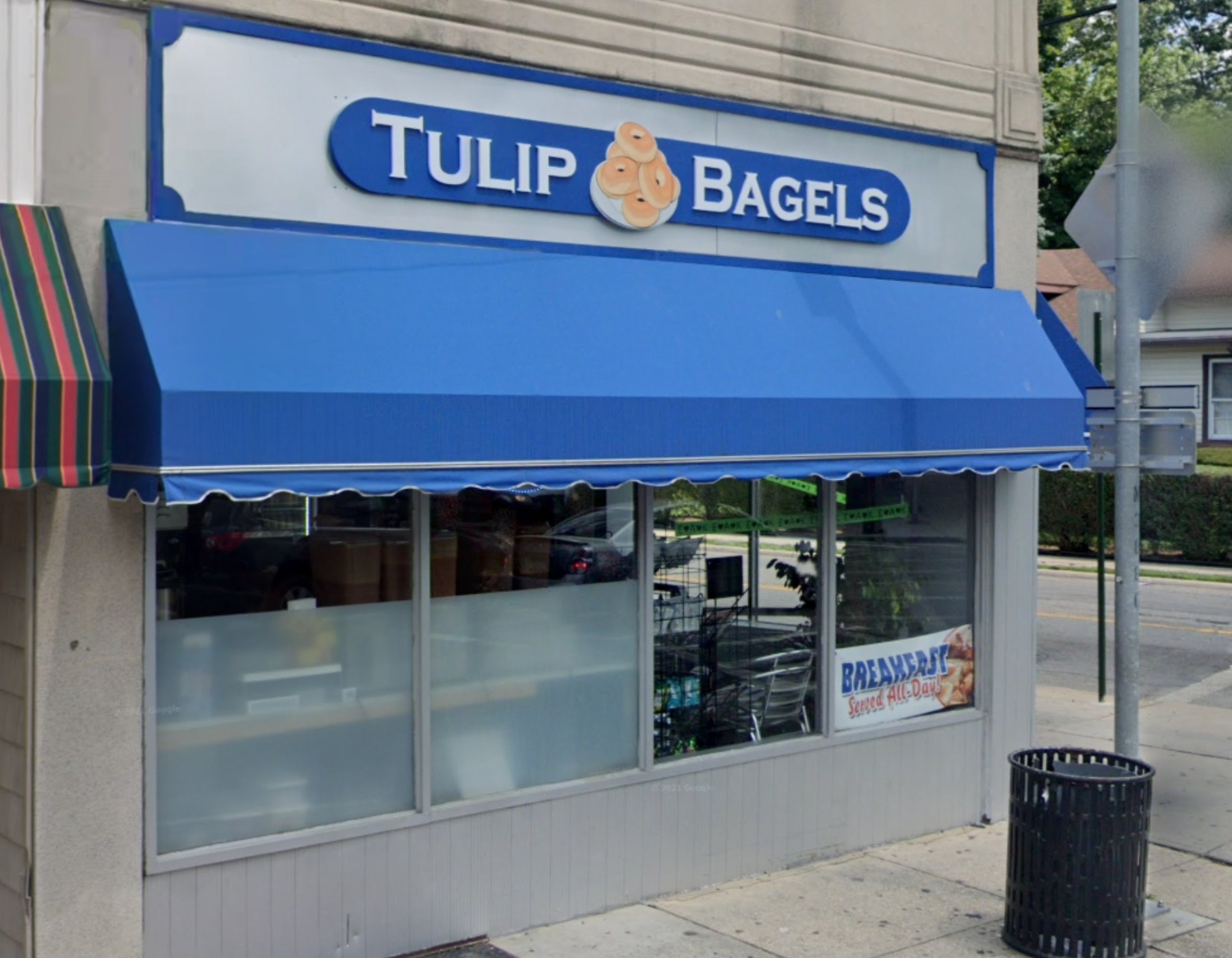 Tulip Bagels storefront in Floral Park